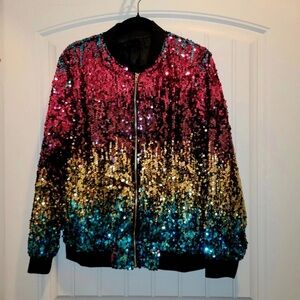 Vibrant Sequin Bomber Jacket
